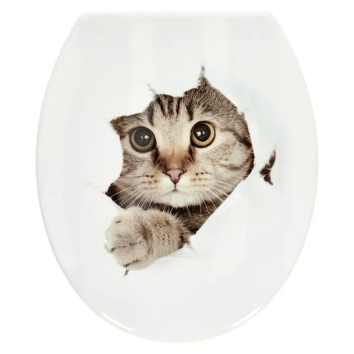 Poseidon WC ülőke Kittycat - Süllyedő automatikával, Duroplast, Fehér - Felülnézet