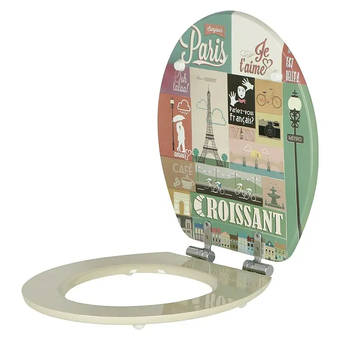 Poseidon WC-Sitz Parisienne - Mit Absenkautomatik, MDF, Abnehmbar, Mehrfarbig - Linke Seitenansicht