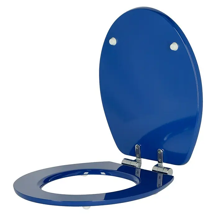Poseidon WC ülőke Hai 3D - Süllyedő automatikával, Fa, Kék - Bal profil nézet