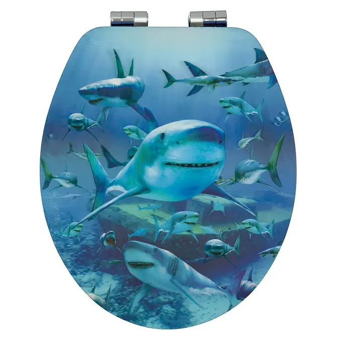Poseidon WC-Sitz Hai 3D - Mit Absenkautomatik, Holz, Blau - Draufsicht