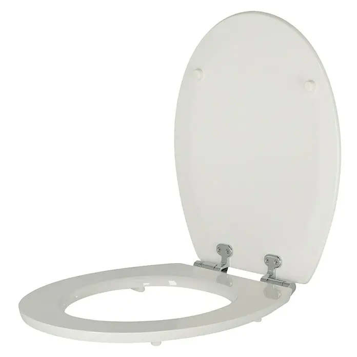 Poseidon WC-Sitz Brillant - Mit Absenkautomatik, Holz, Abnehmbar, Weiß - Linke Seitenansicht