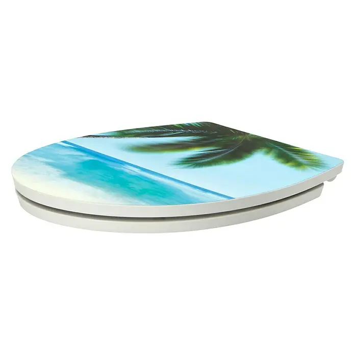 Poseidon Toiletzitting Palm Beach - Softclose, Duroplast, Afneembaar, Meerkleurig - Zijaanzicht links