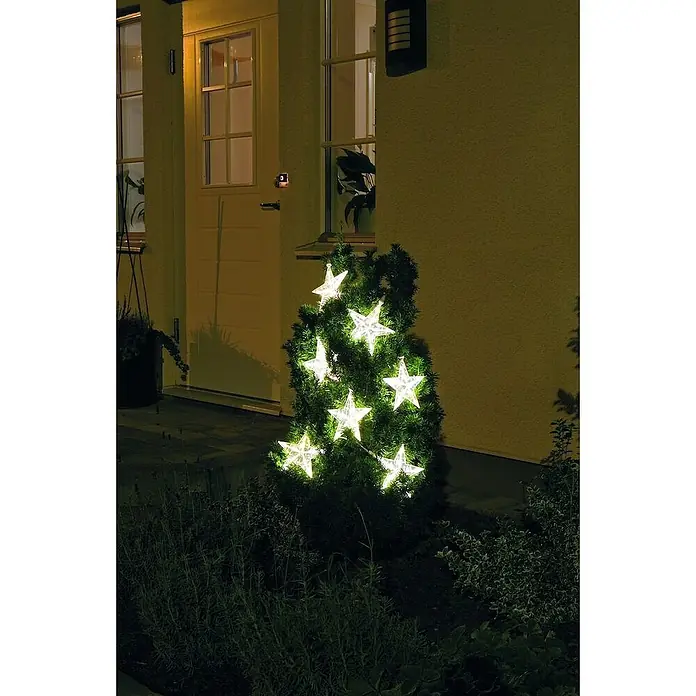 Konstsmide Led-lichtgordijn - Buiten, 35 lampen, l x h: 5,76 x 1,16 m, Warm wit - Sfeeropname