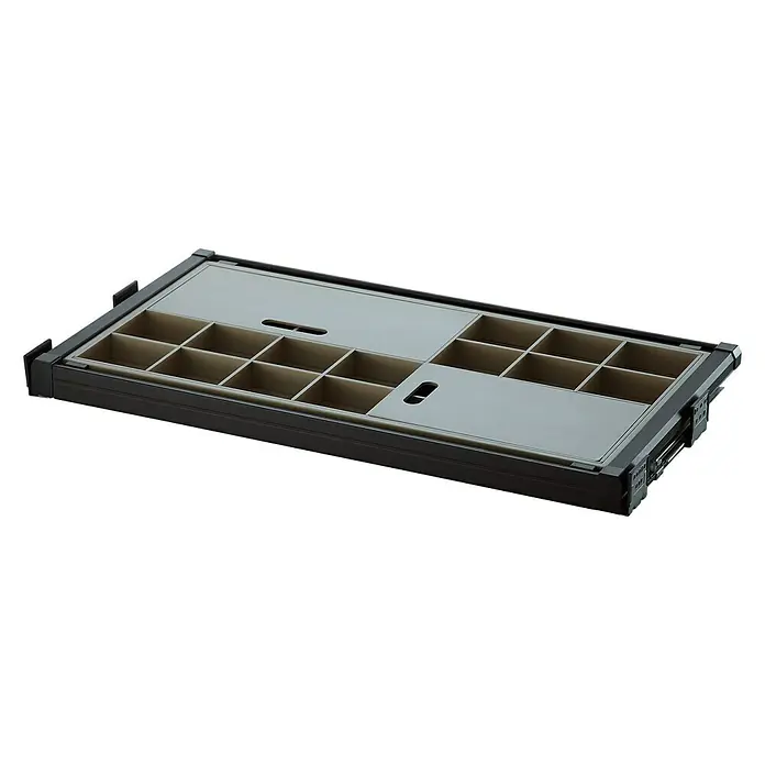 Estante para joyas Moka - L x An x Al: 485 x 664 x 70 mm, Anchura regulable: 664 - 714 mm, Metal - Vista angular