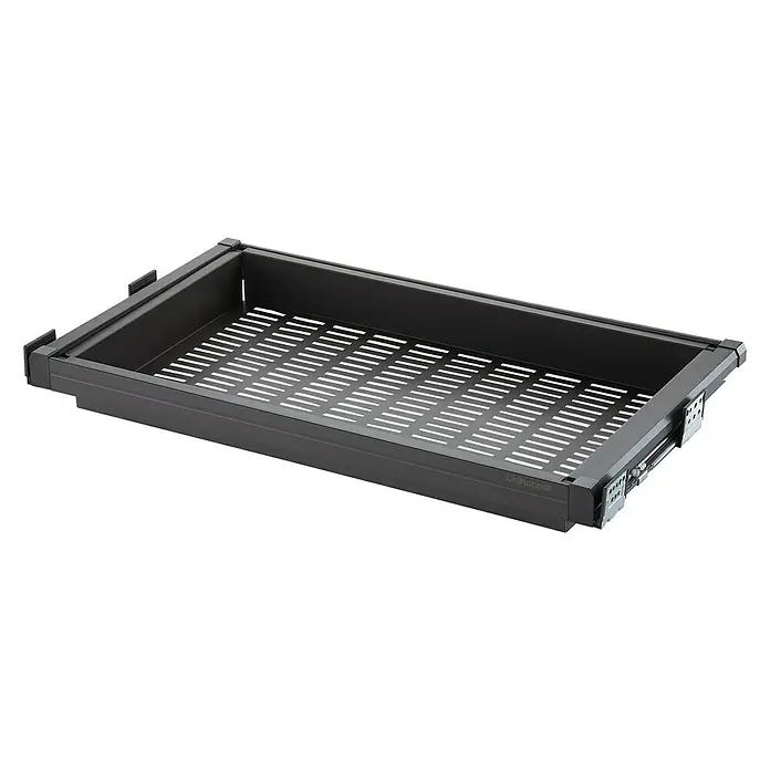 Bandeja de almacenaje Moka - L x An x Al: 485 x 964 x 70 mm, Metal, Anchura regulable: 964 - 1.014 mm - Vista angular