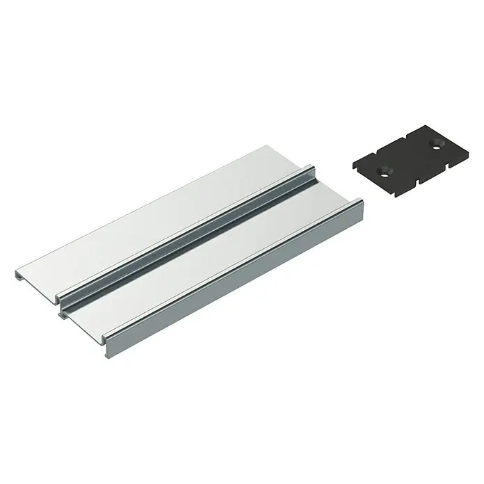Herrajes para puerta corredera de armario - Largo: 2.800 mm, Plateado, 2 uds. - Vista angular