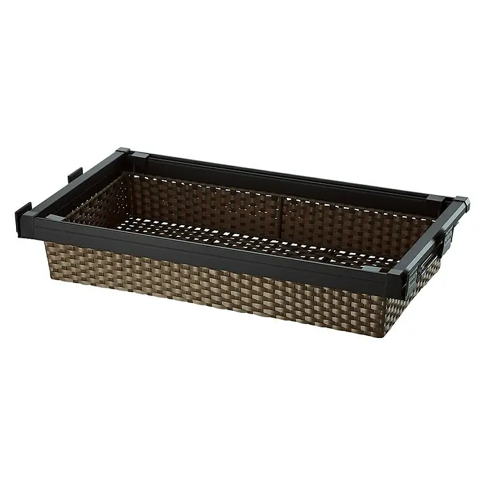 Cesta de ratán Moka - 485 x 964 x 70 mm, Anchura regulable: 964 - 1.014 mm, Marrón - Vista angular