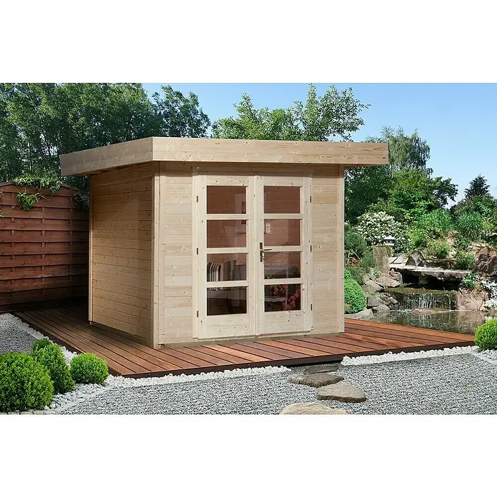 Weka Gartenhaus Designhaus 126+ - B x T: 361 x 316 cm, Holz, 7,109 m², Wandstärke: 28 mm, Natur - Stimmungsaufnahme