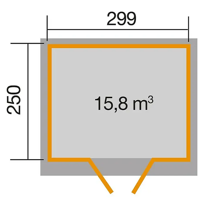 Weka Gerätehaus 325 A - 7,493 m², Wandstärke: 19 mm, Unbehandelt - Skizze