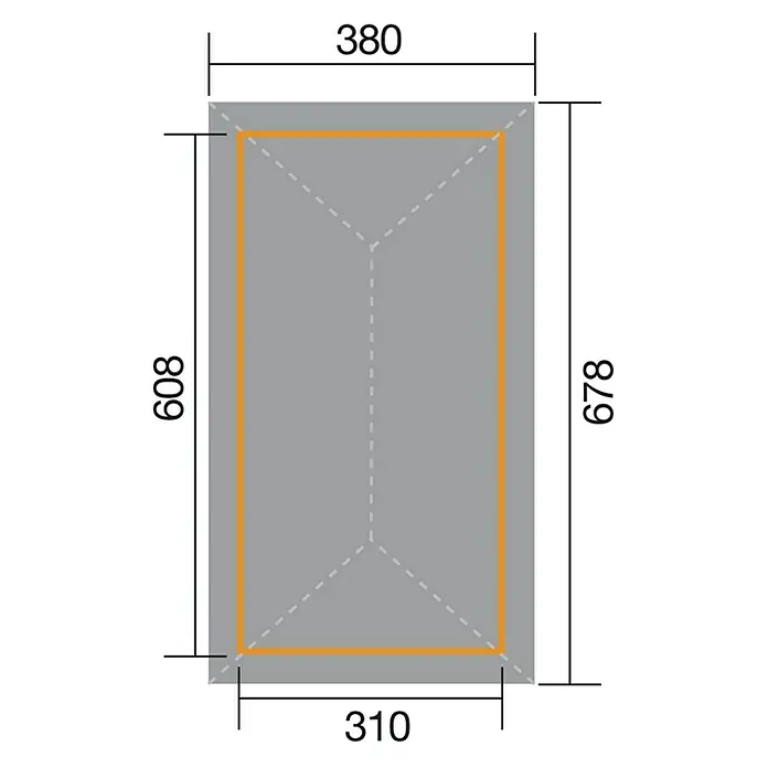 Weka Pavillon Gartenoase 651 B - L x B: 380 x 678 cm, Mit Dachschindeln - Skizze