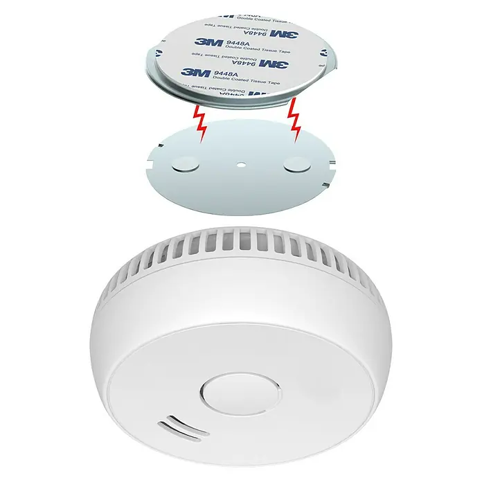 UniTEC Rauchwarnmelder Kriwan/TÜV - Durchmesser: 90 mm, Alarmsignal: 85 dB - Diagonale Ansicht