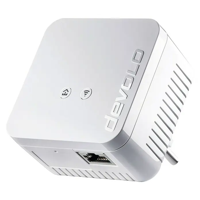 Devolo Netzwerkadapter WLAN Kompakt V2 Erweiterung - RJ45-Buchse, Weiß - Diagonale Ansicht