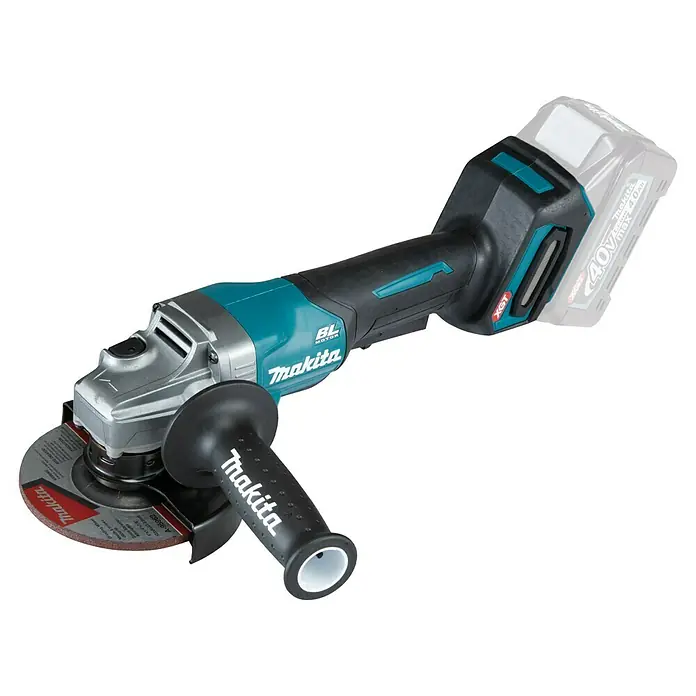 Makita XGT 40 V max. Akku-Winkelschleifer GA016GZ - 40 V, Ohne Akku, Leerlaufdrehzahl: 0 U/min - 8.500 U/min - Linke Seitenansicht