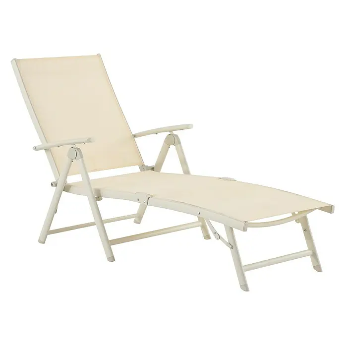 Sunfun Tumbona Rodas - L x An x Al: 176 x 69 x 66 cm, Crema, Respaldo regulable - Vista angular
