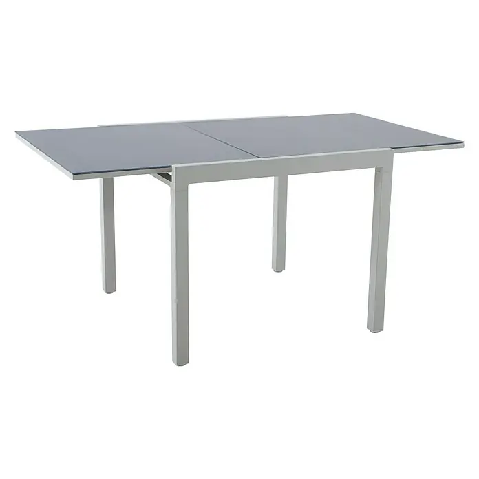 Sunfun Mesa extensible de jardín Petra - L x An: 90 x 90 cm, Gris claro - Vista angular