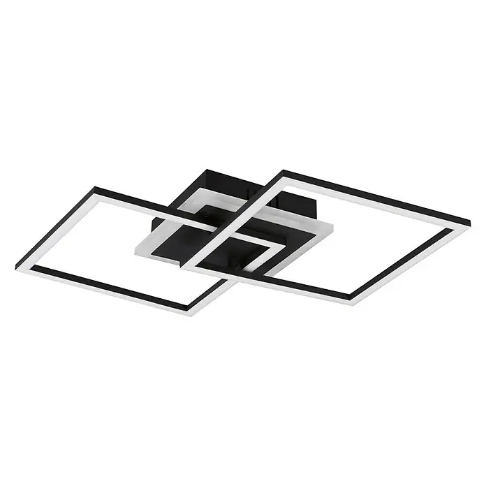 Trio Leuchten LED-Deckenleuchte Venida - 25 W, L x B x H: 57 x 35 x 7 cm, Schwarz, Warmweiß - Diagonale Ansicht