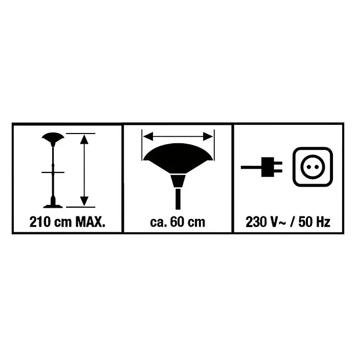 Walter Terrassenstrahler - Höhenverstellung: 180 cm - 210 cm, 2.100 W, Halogen