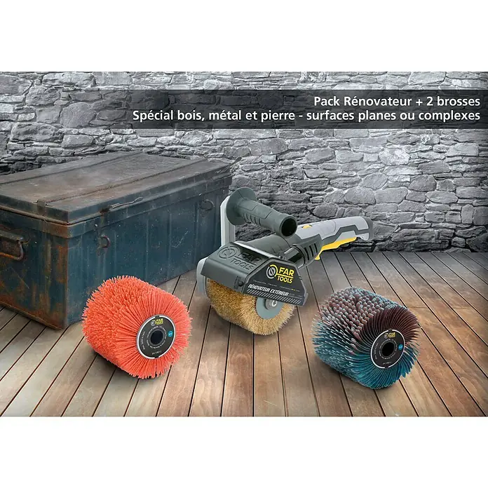 Fartools Multischleifer REX 120C - 1.300 W, Inklusive Nylondraht-, Lamellen-, & Messingdrahtbürste