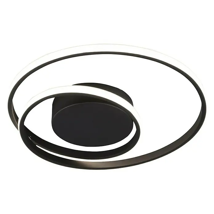 Trio Leuchten LED-Deckenleuchte rund Zibal - 22 W, Ø x H: 390 mm x 7 cm, Schwarz, Warmweiß - Diagonale Ansicht