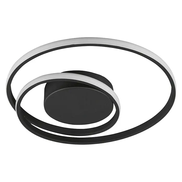 Trio Leuchten LED-Deckenleuchte rund Zibal - 22 W, Ø x H: 390 mm x 7 cm, Schwarz, Warmweiß - Diagonale Ansicht