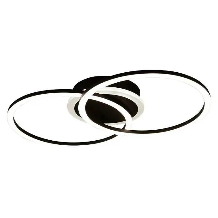 Trio Leuchten LED stropna svjetiljka Venida - 25 W, D x Š x V: 50 x 30 x 7 cm, Crne boje, Topla bijela - Dijagonalni pogled