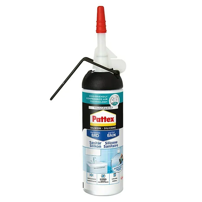 Pattex Sanitär-Silikon Dusche&Bad - Transparent, 100 ml, Gebrauchsfertig - Vorderansicht