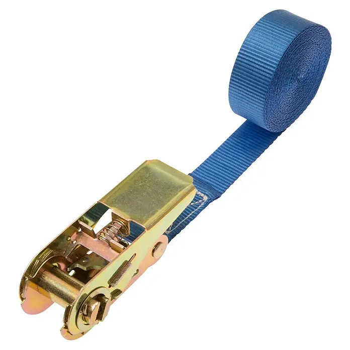 Alpha Tools Correa de sujeción - 5 m x 2,5 cm, Carga soportada: 250 kg, Con carraca compacta - Vista angular