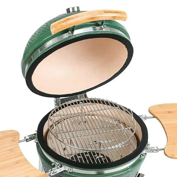 Kingstone Roštilj na drveni ugljen Kamado BBQ 18 - Zelene boje, Dimenzija rešetke za pečenje: Ø 38 cm - Detaljan prikaz