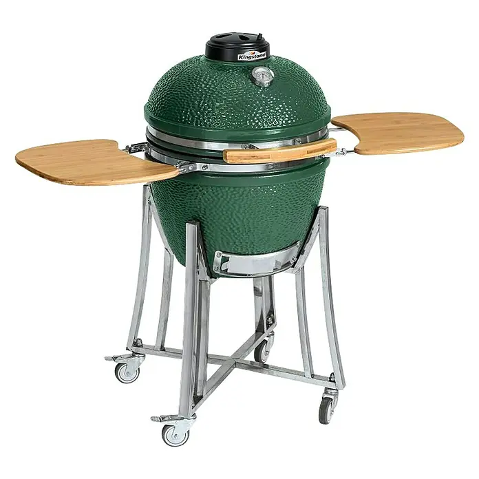 Kingstone Roštilj na drveni ugljen Kamado BBQ 18 - Zelene boje, Dimenzija rešetke za pečenje: Ø 38 cm - Dijagonalni pogled