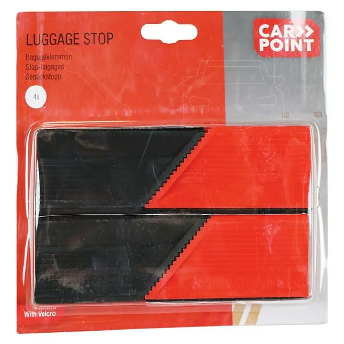 Carpoint Autoset Bagageklemmen - 4 stk., Zwart/Rood - Top-down weergave