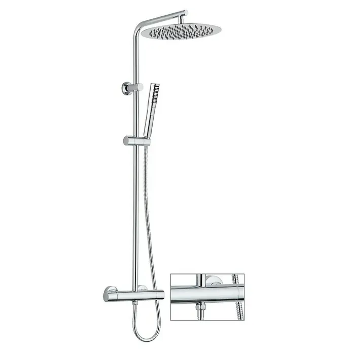 Rousseau Sistema de ducha Delphino - Con grifo termostático, Número de tipos de chorro: 1 ud., Cromo - Vista angular