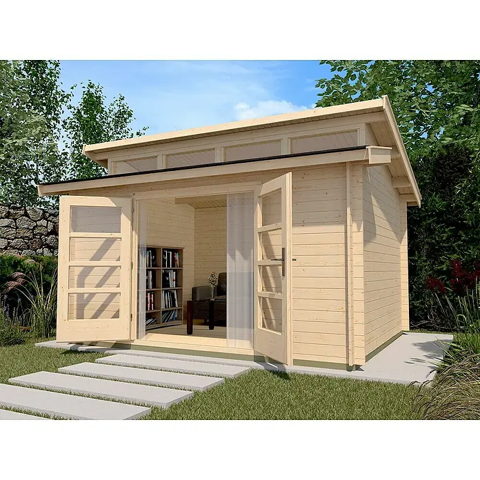 Weka Gartenhaus 158 - B x T: 350 x 360 cm, Holz, 9 m², Wandstärke: 28 mm - Stimmungsaufnahme