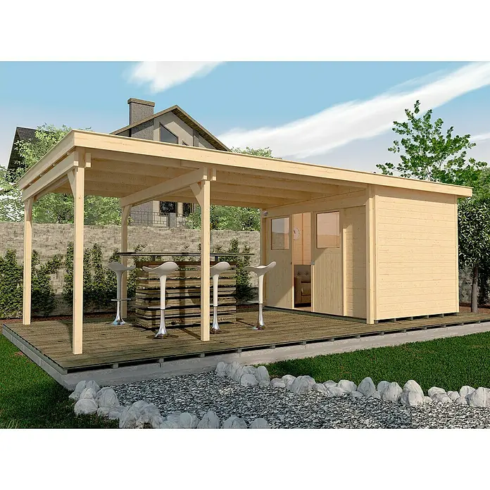 Weka Gartenhaus 225 B - B x T: 676 x 336 cm, Holz, 19,345 m², Wandstärke: 21 mm - Stimmungsaufnahme