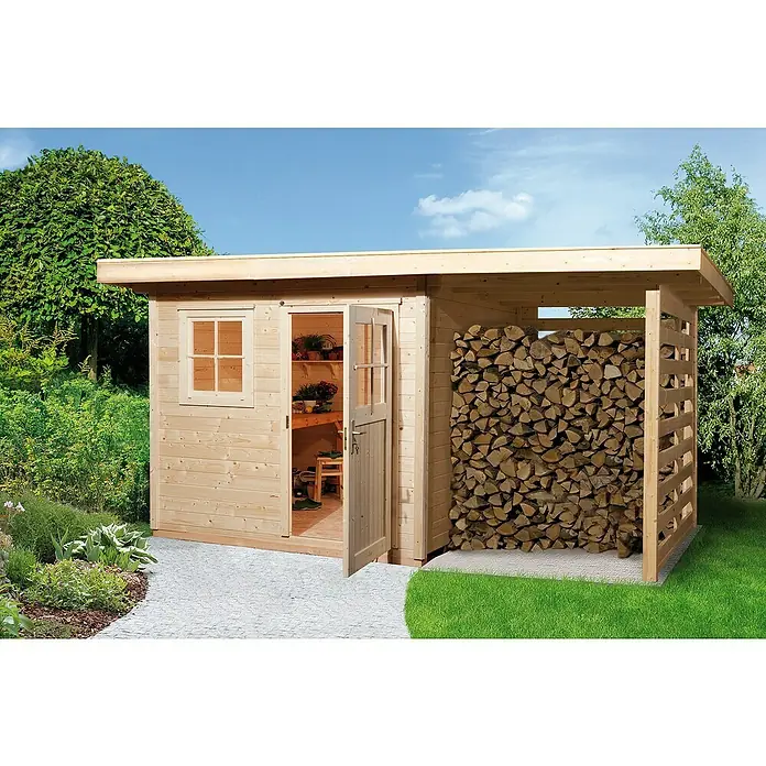 Weka Gartenhaus 170 A - B x T: 430 x 311 cm, Holz, 9,24 m², Wandstärke: 28 mm, Natur - Stimmungsaufnahme