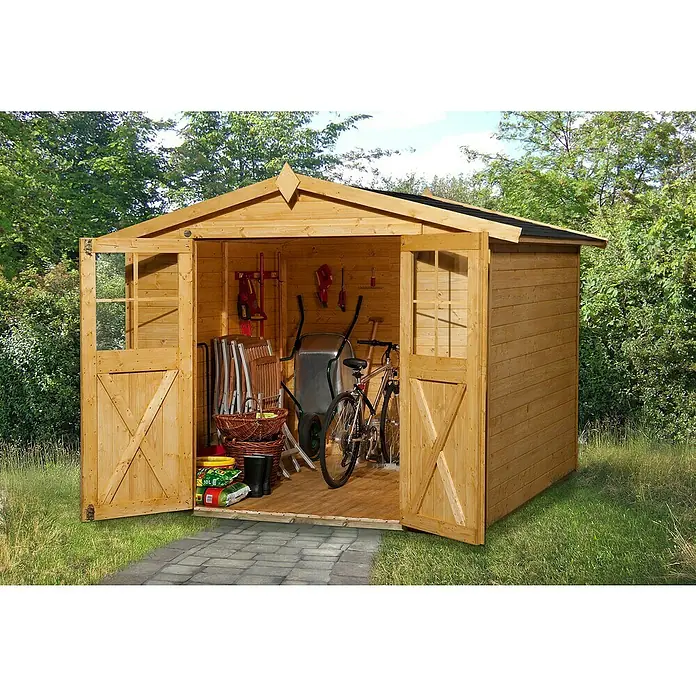 Weka Gartenhaus 316 - B x T: 290 x 318 cm, Holz, Wandstärke: 19 mm, Lasiert - Stimmungsaufnahme