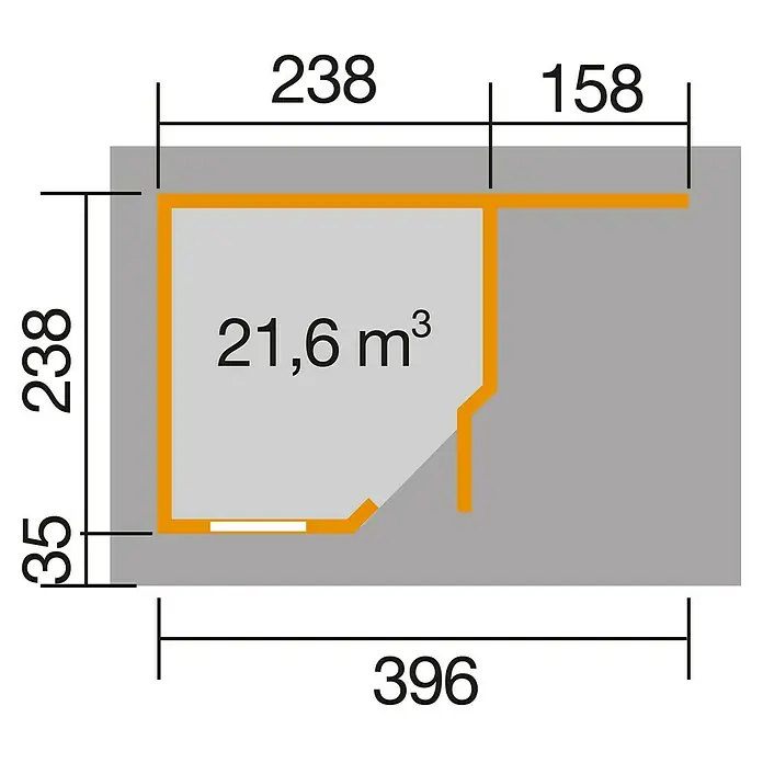 Weka Gartenhaus Designhaus 213 A - B x T: 442 x 278 cm, Holz, 9,425 m², Wandstärke: 28 mm, Grau/Weiß - Skizze