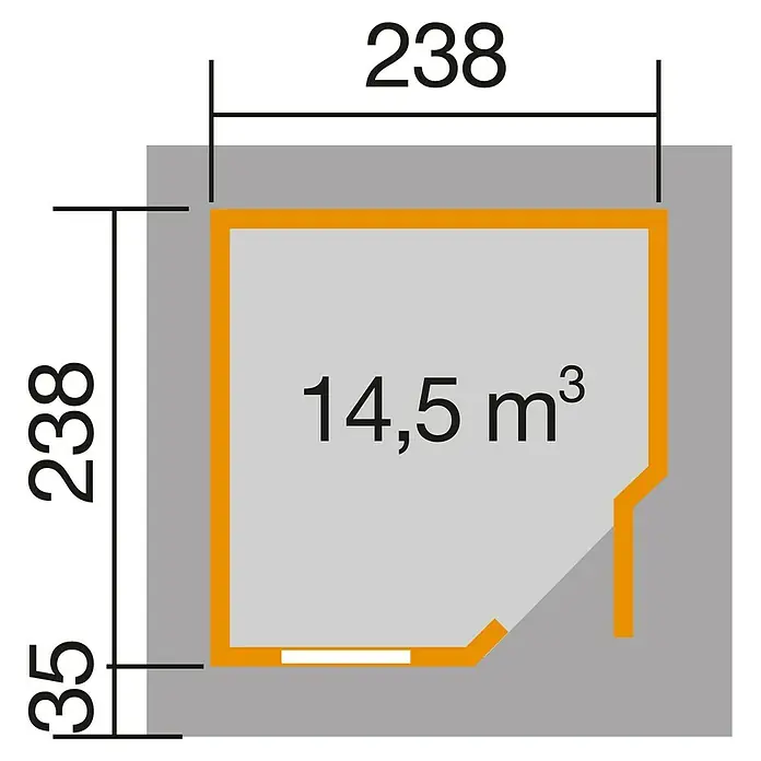 Weka Gartenhaus Designhaus 213+ - B x T: 278 x 278 cm, Holz, 5,664 m², Wandstärke: 28 mm, Natur - Skizze