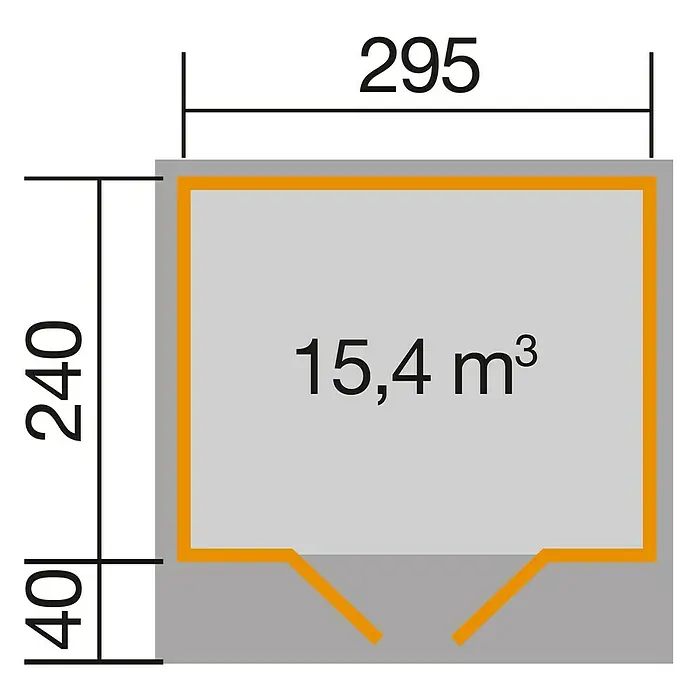 Weka Gartenhaus 179 - B x T: 354 x 311 cm, Holz, 7,109 m², Wandstärke: 28 mm, Natur - Skizze