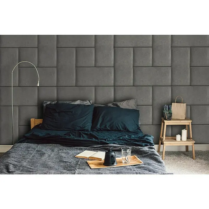 Fllow Deko-Wandpolster Velvet - Grau, 60 x 30 cm - Stimmungsaufnahme