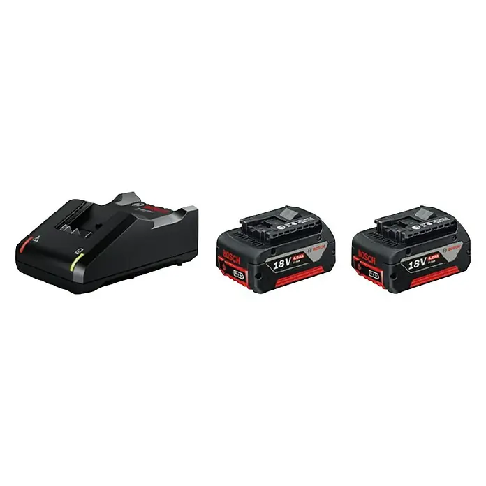 Bosch Professional Punjač i baterija - 18 V, 2 baterije, 4 Ah - Dijagonalni pogled