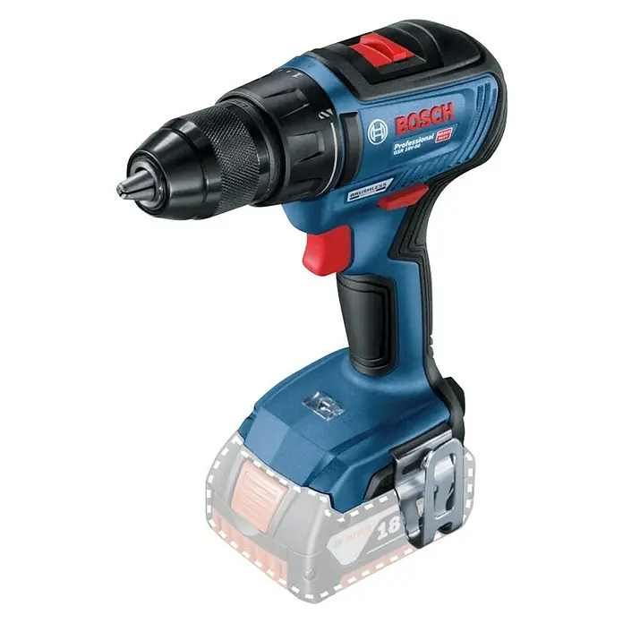 Bosch Professional Akumulatorska bušilica/odvijač GSR 18V-50 - 18 V, Bez akumulatora, Broj okretaja pri praznom hodu: 0 okr/min - 1.800 okr/min - Dijagonalni pogled