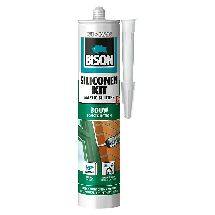Bison Siliconenkit Bouw - 310 ml, Wit - Vooraanzicht