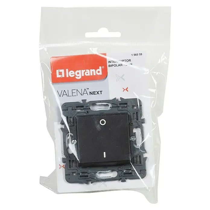 Legrand Valena Next Interruptor de palanca Bipolar - Negro, Montaje en la pared, Plástico - Vista descendente
