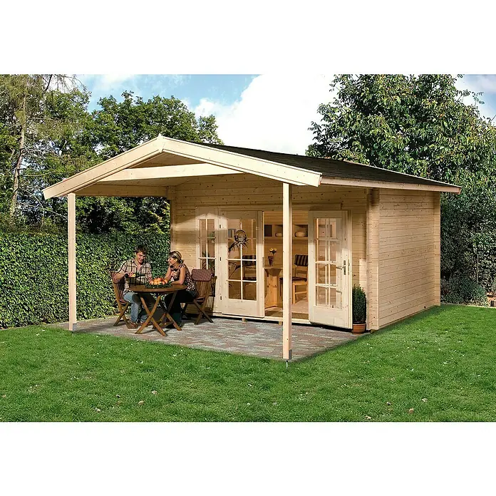 Weka Gartenhaus Weekendhaus 137 - B x T: 460 x 514 cm, Holz, 19 m², Wandstärke: 45 mm, Mit Vordach (200 cm) - Stimmungsaufnahme