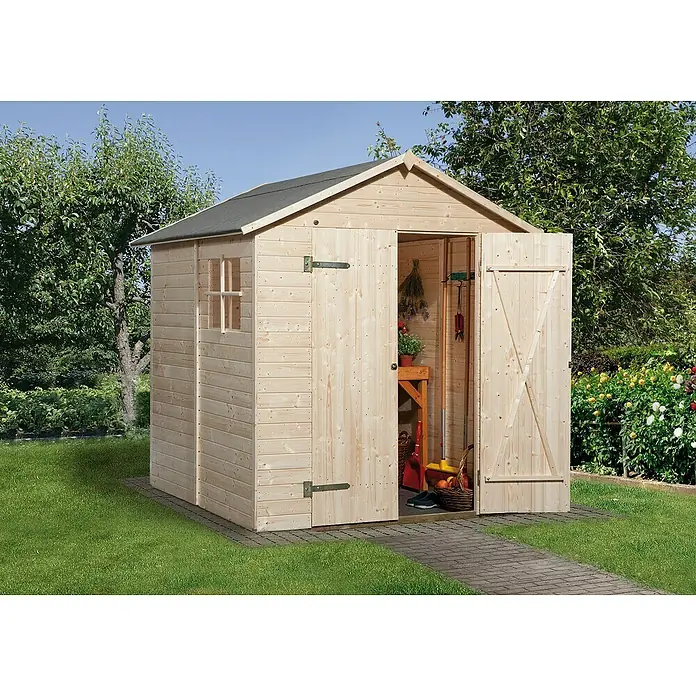Weka Gerätehaus 346 - 205 cm, 206 cm, Holz, Natur - Stimmungsaufnahme
