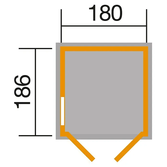 Weka Gerätehaus 346 - 205 cm, 206 cm, Holz, Natur - Skizze
