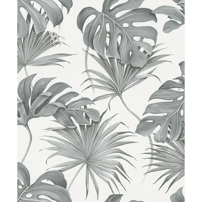 SCHÖNER WOHNEN-Kollektion New Spirit Vliestapete Fensterblatt - Anthrazit, Floral, 10,05 x 0,53 m - Draufsicht