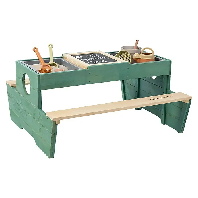 Muddy Buddy Kinder-Sitzgruppen-Set Creator - L x B x H: 100 x 90 x 50 cm, Salbeigrün, Natur - Diagonale Ansicht