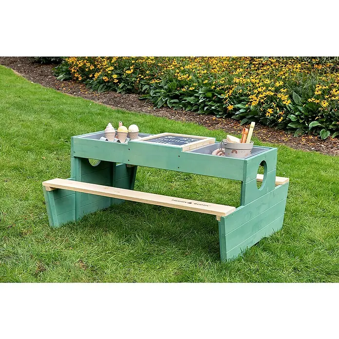 Muddy Buddy Kinder-Sitzgruppen-Set Creator - L x B x H: 100 x 90 x 50 cm, Salbeigrün, Natur - Stimmungsaufnahme