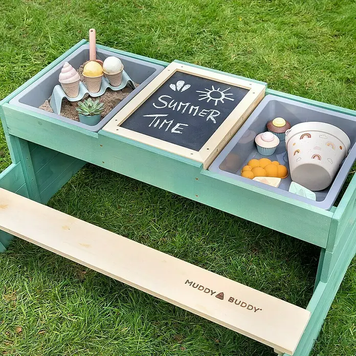 Muddy Buddy Kinder-Sitzgruppen-Set Creator - L x B x H: 100 x 90 x 50 cm, Salbeigrün, Natur - Stimmungsaufnahme